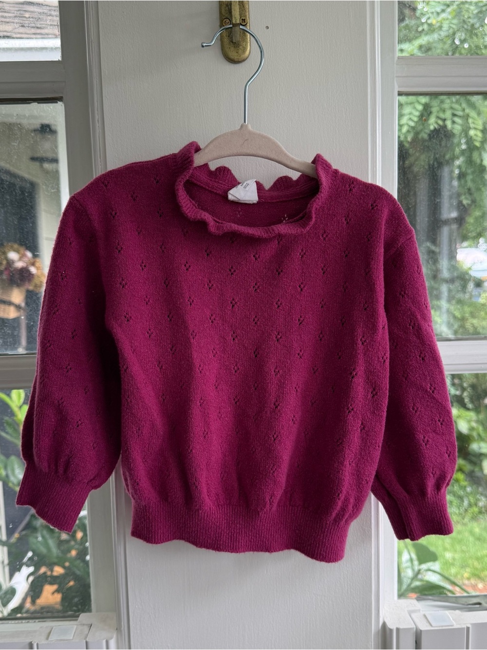 GAP Girls Ruffled Neck Knit Sweater in Berry Plum 18-24M